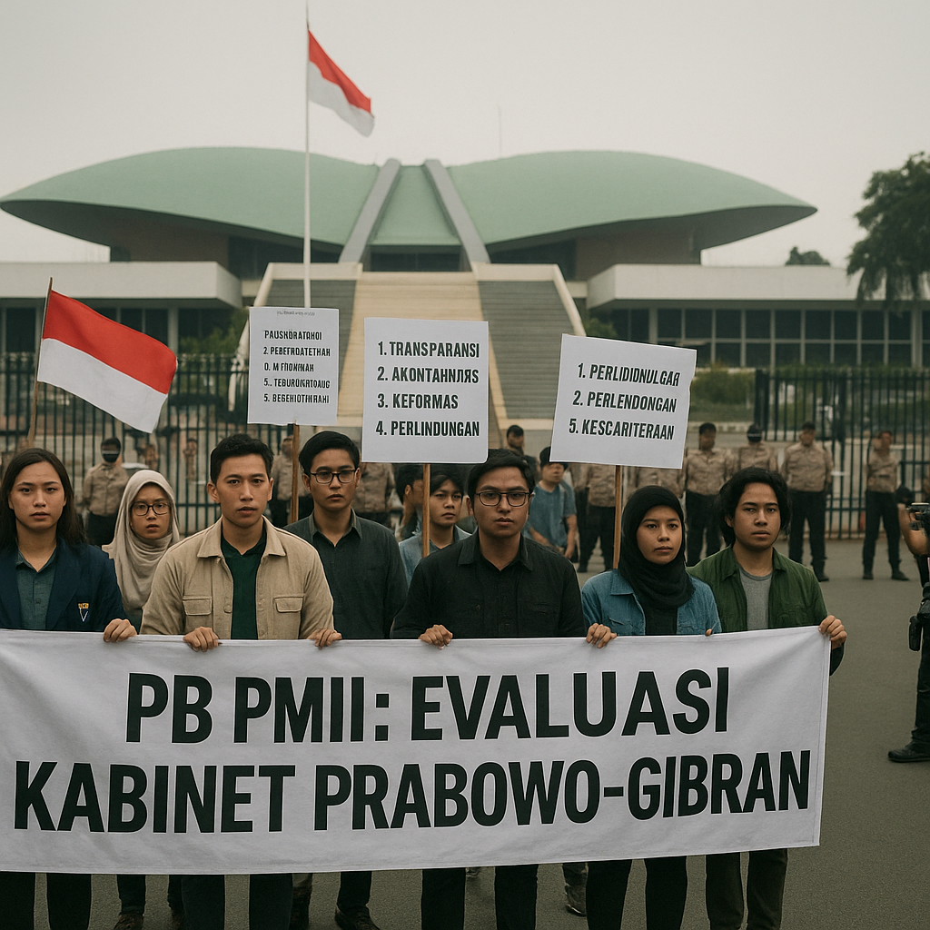 PB PMII Gelar Aksi Evaluasi Kabinet Prabowo-Gibran di DPR, Bawa 5 Tuntutan