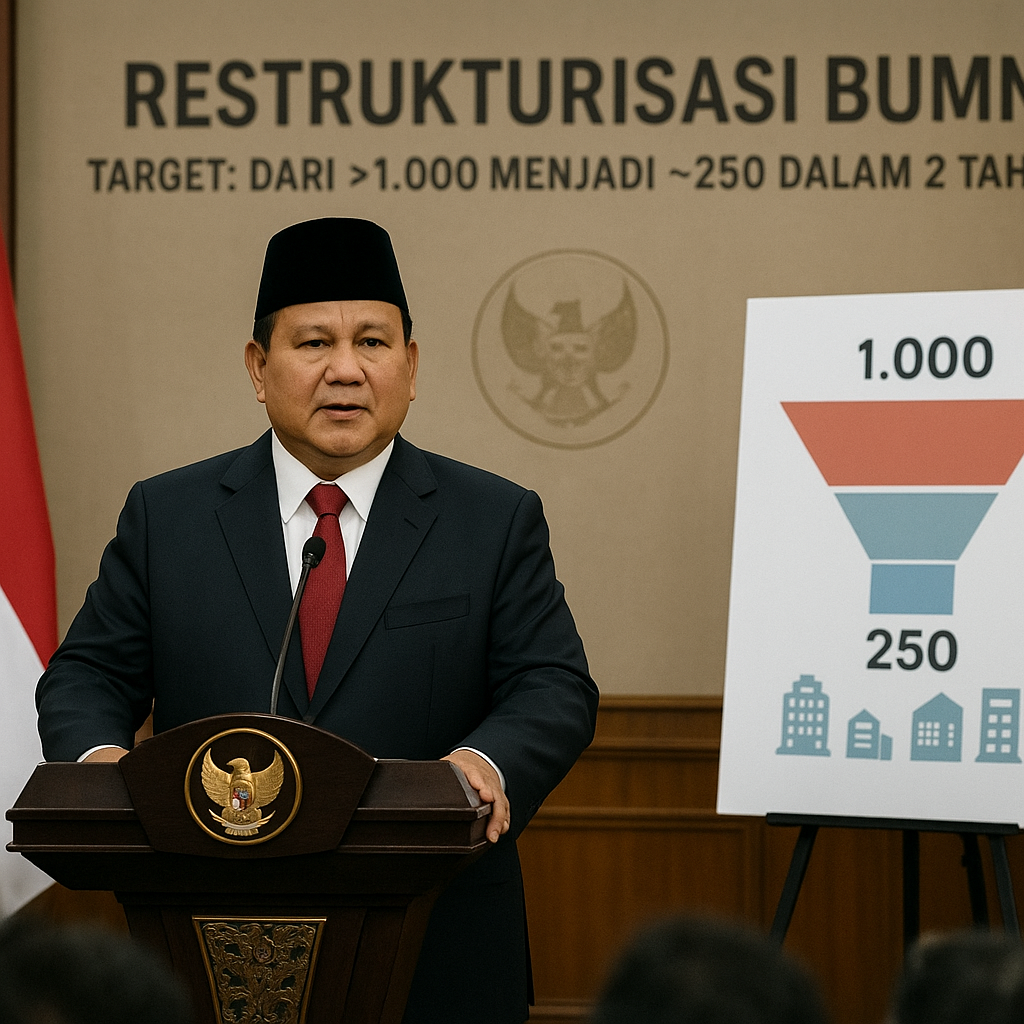 Prabowo Targetkan Pangkas 1.000 BUMN jadi 250 Perusahaan dalam Dua Tahun