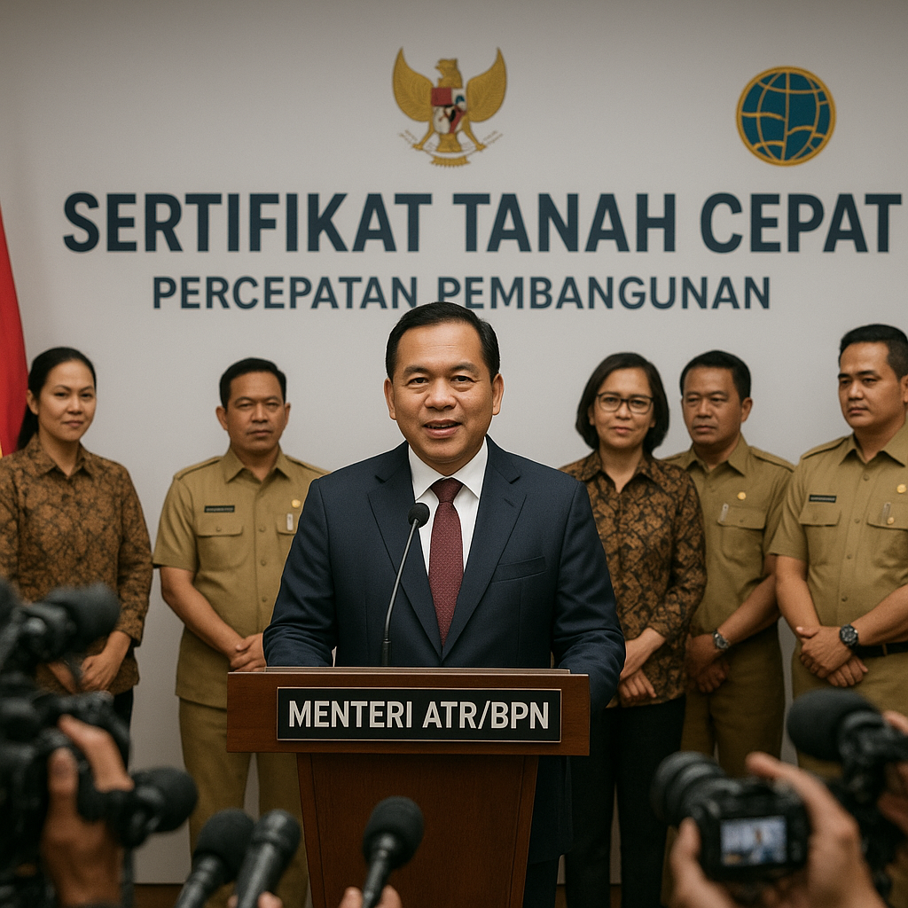 Menteri ATR/BPN Luncurkan Program 'Sertifikat Tanah Cepat' untuk Percepatan Pembangunan