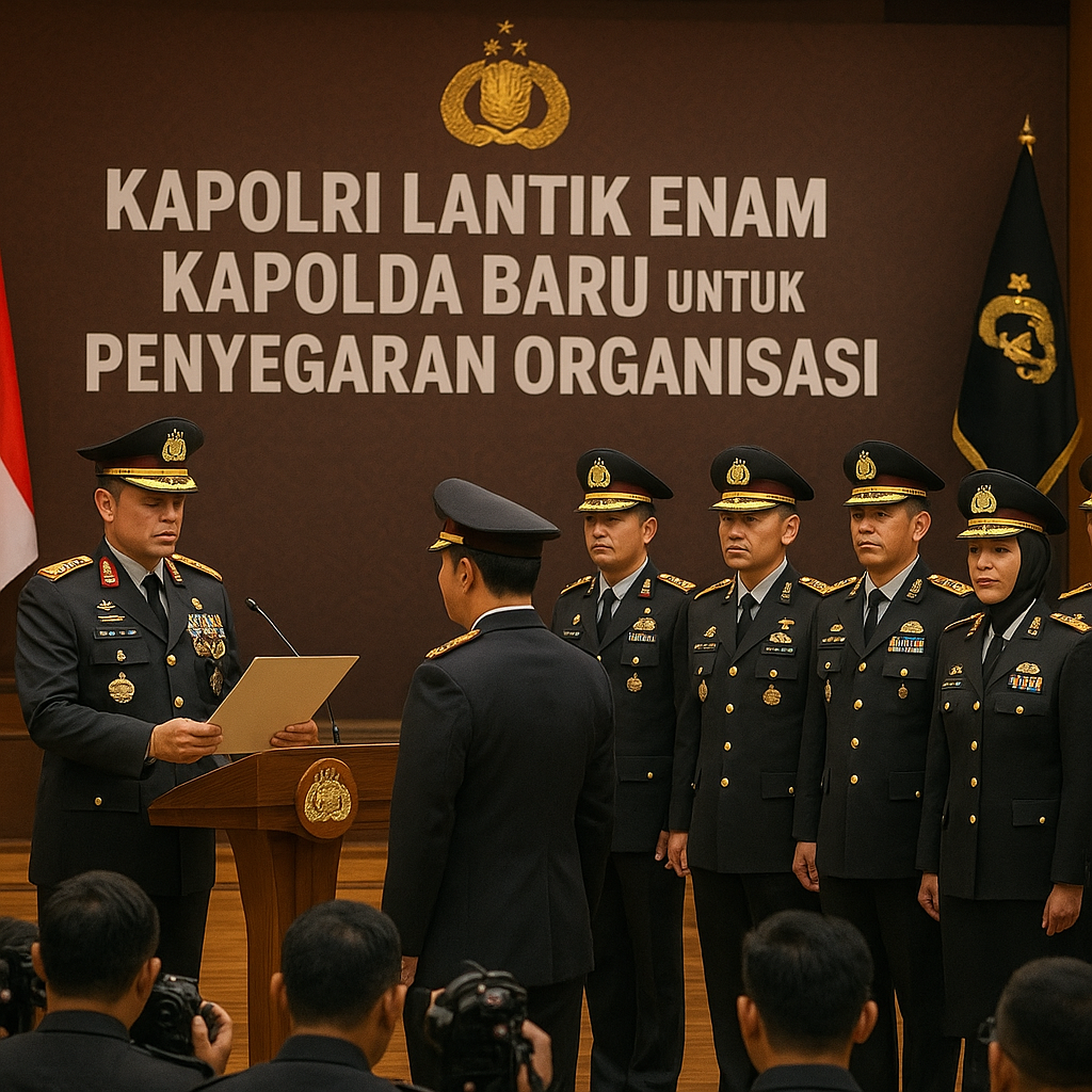 Kapolri Lantik Enam Kapolda Baru untuk Penyegaran Organisasi
