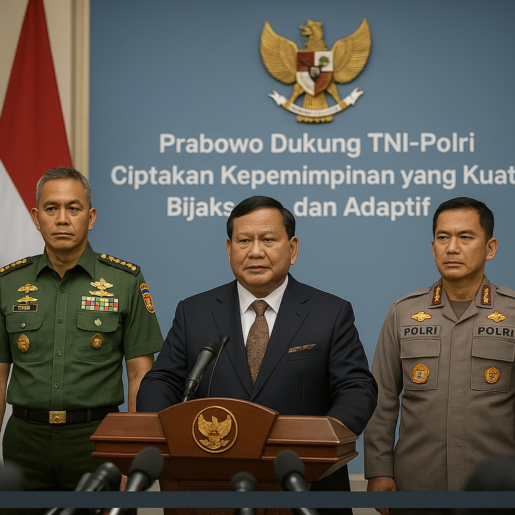 Prabowo Dukung TNI-Polri Ciptakan Kepemimpinan yang Kuat, Bijaksana, dan Adaptif