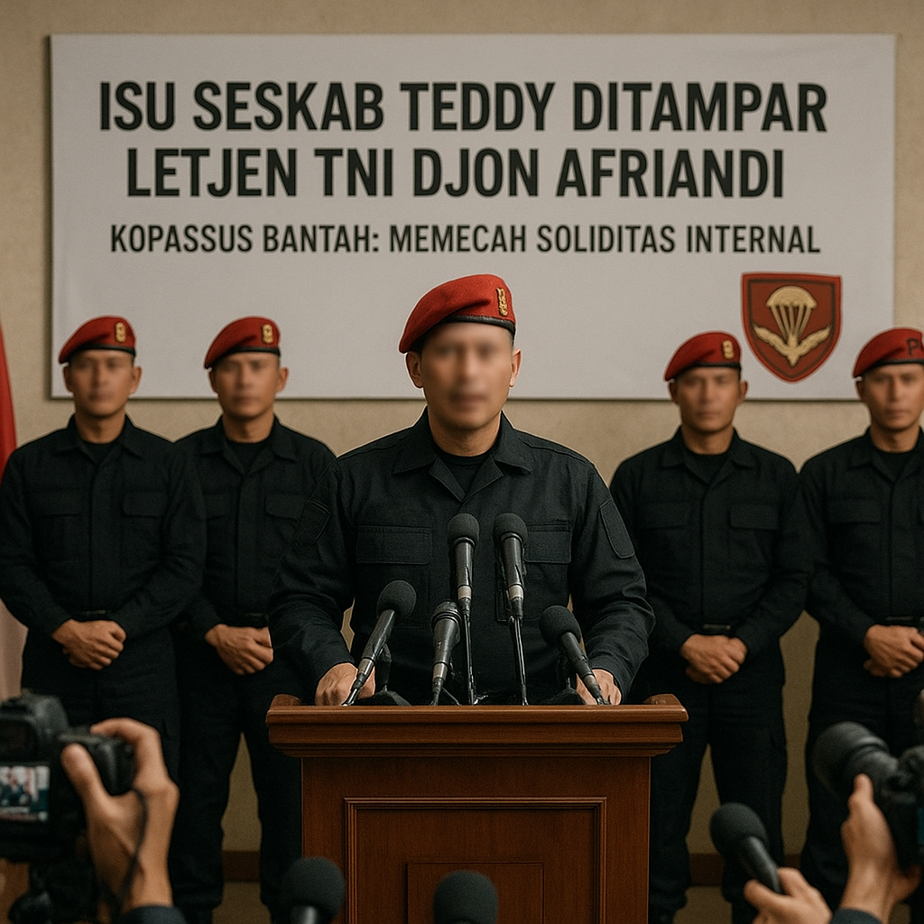 Isu Seskab Teddy Ditampar Letjen TNI Djon Afriandi, Kopassus Bantah: Memecah Soliditas Internal