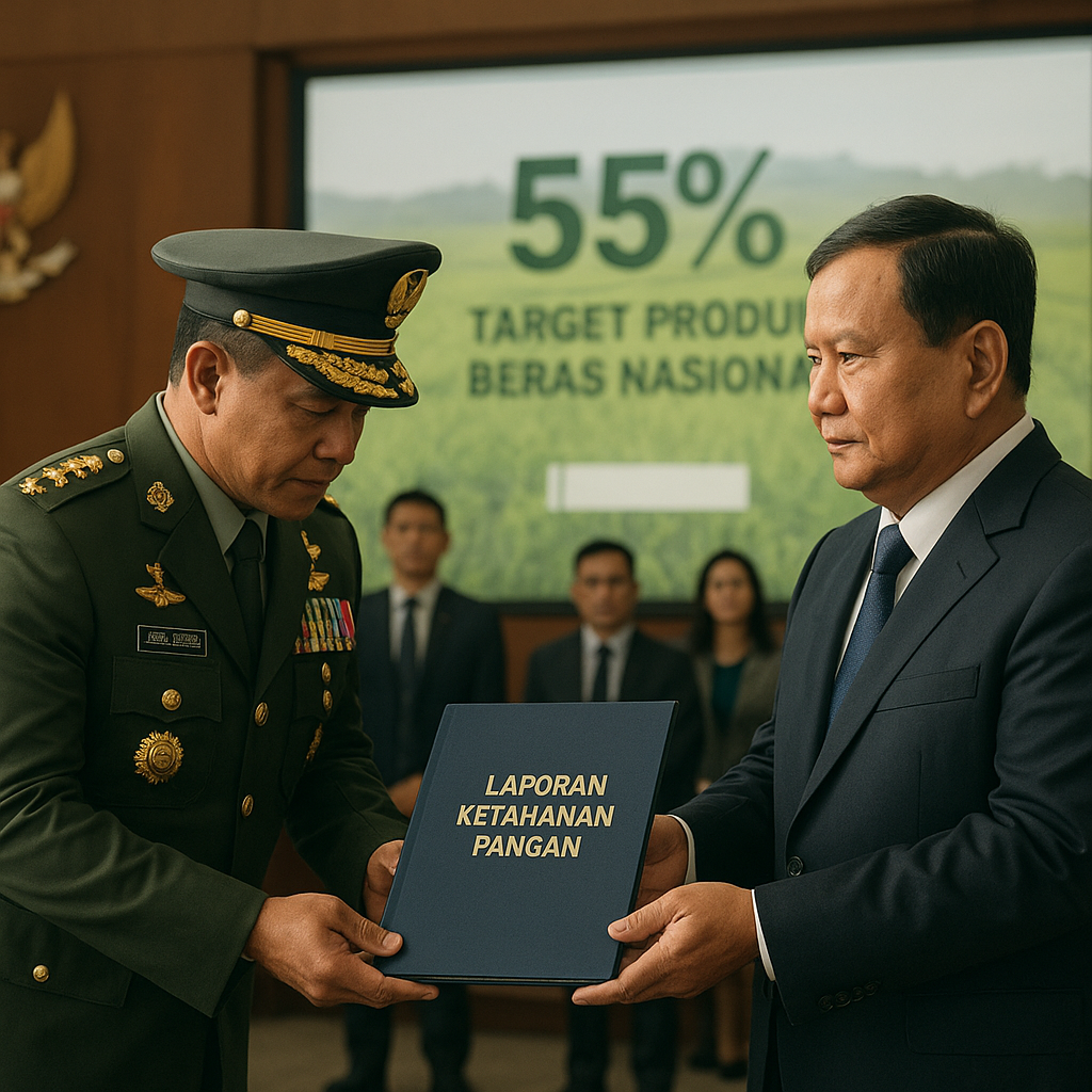 Panglima TNI Lapor ke Prabowo Dukung 55% Target Produksi Beras Nasional