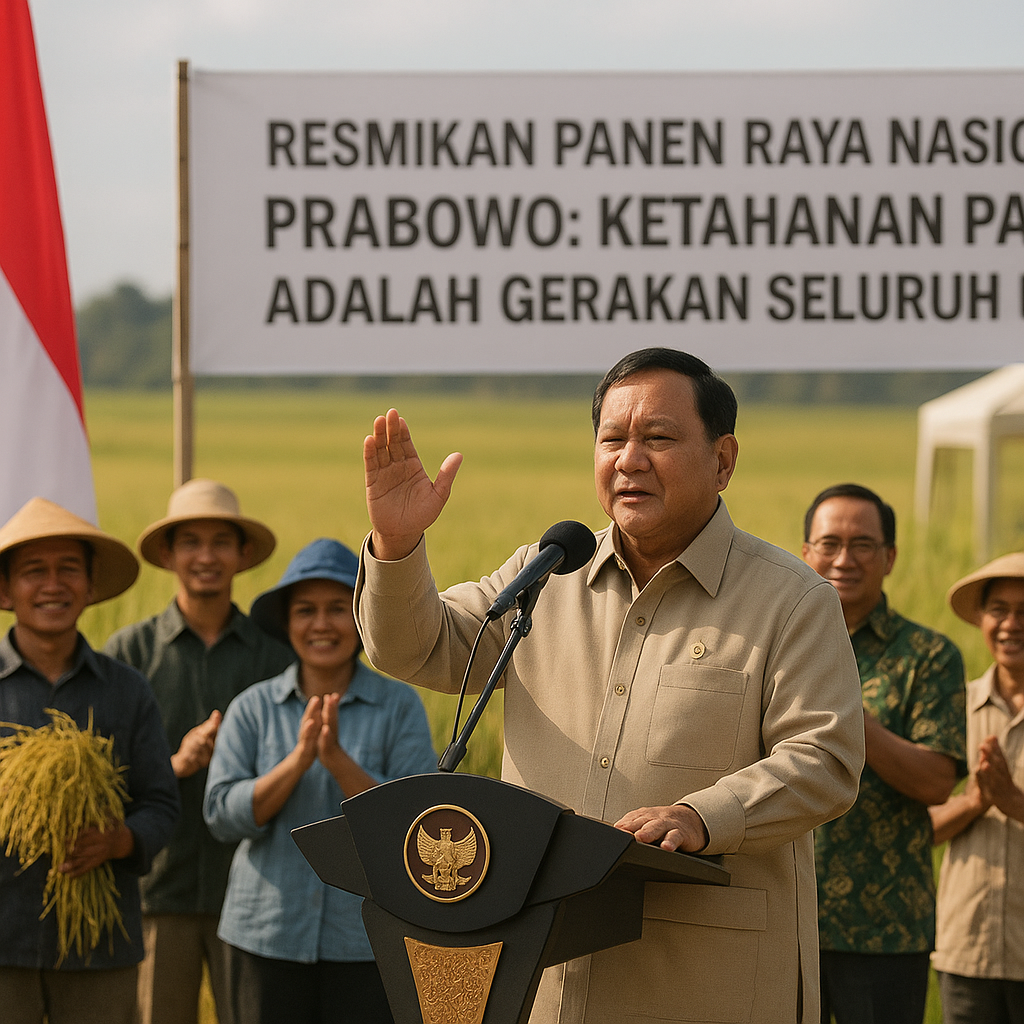 Resmikan Panen Raya Nasional, Prabowo: Ketahanan Pangan Adalah Gerakan Seluruh Bangsa
