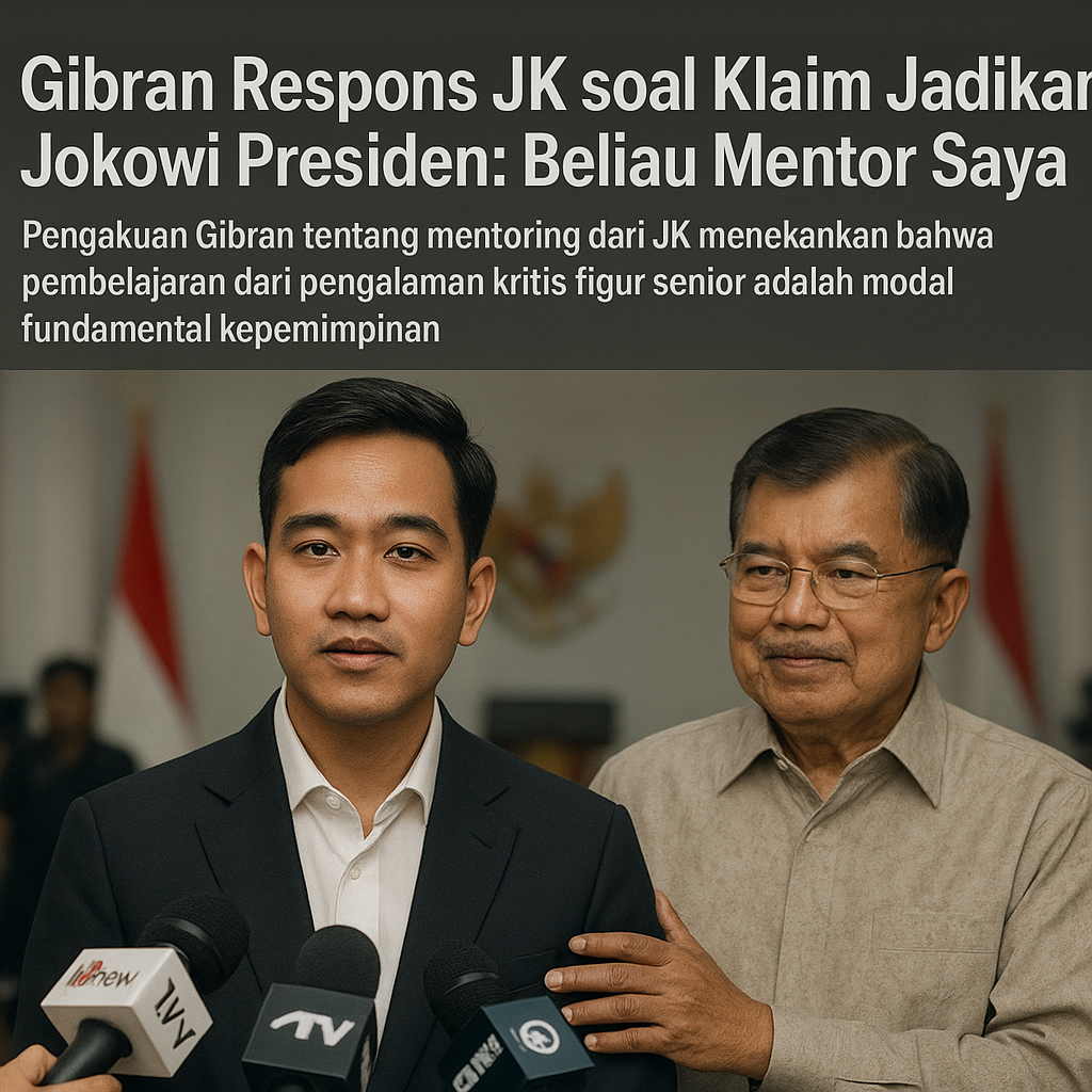Gibran Respons JK soal Klaim Jadikan Jokowi Presiden: Beliau Mentor Saya