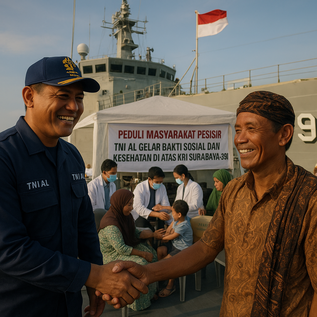 PEDULI MASYARAKAT PESISIR, TNI AL GELAR BAKTI SOSIAL DAN KESEHATAN DI ATAS KRI SURABAYA-591
