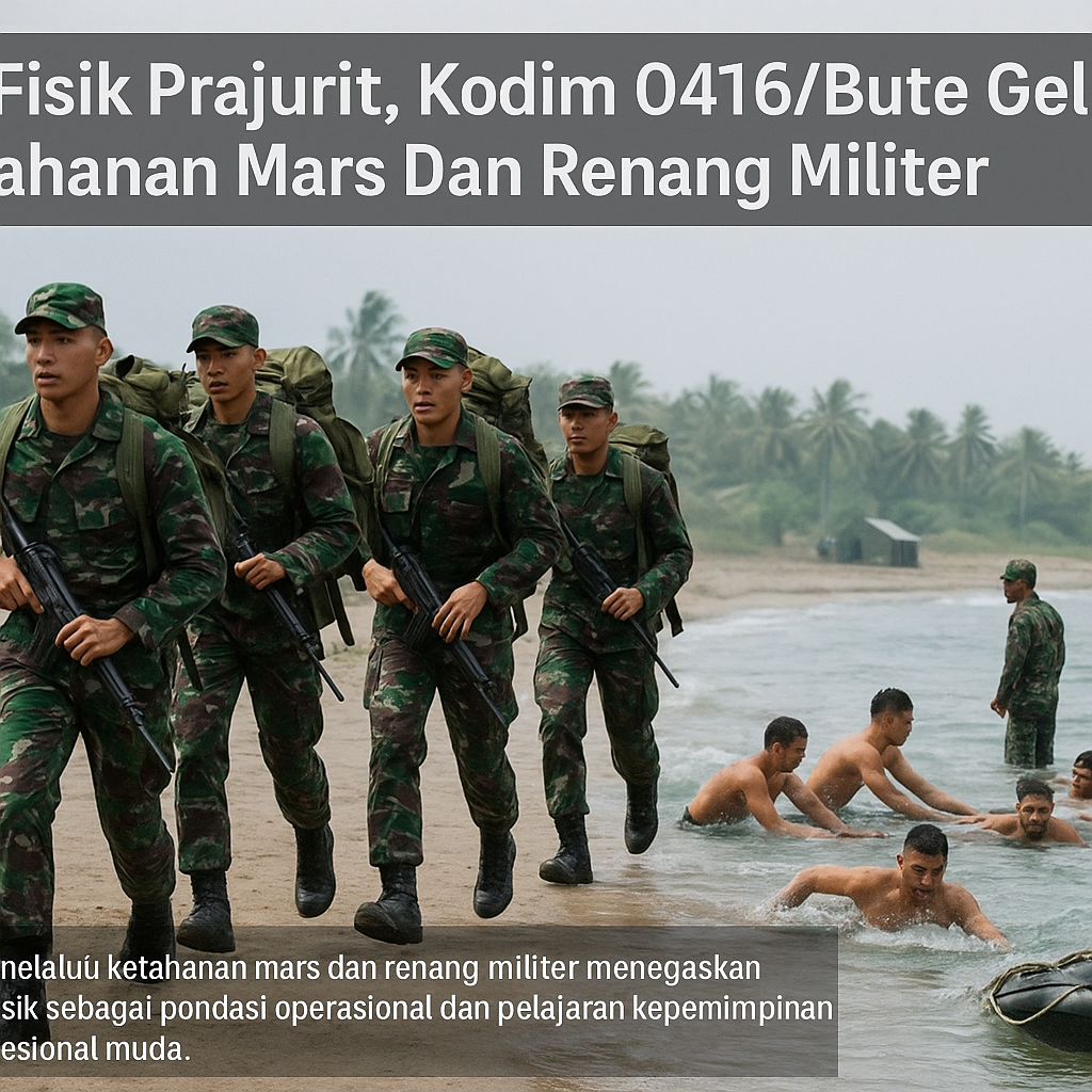 Uji Fisik Prajurit, Kodim 0416/Bute Gelar Ketahanan Mars Dan Renang Militer