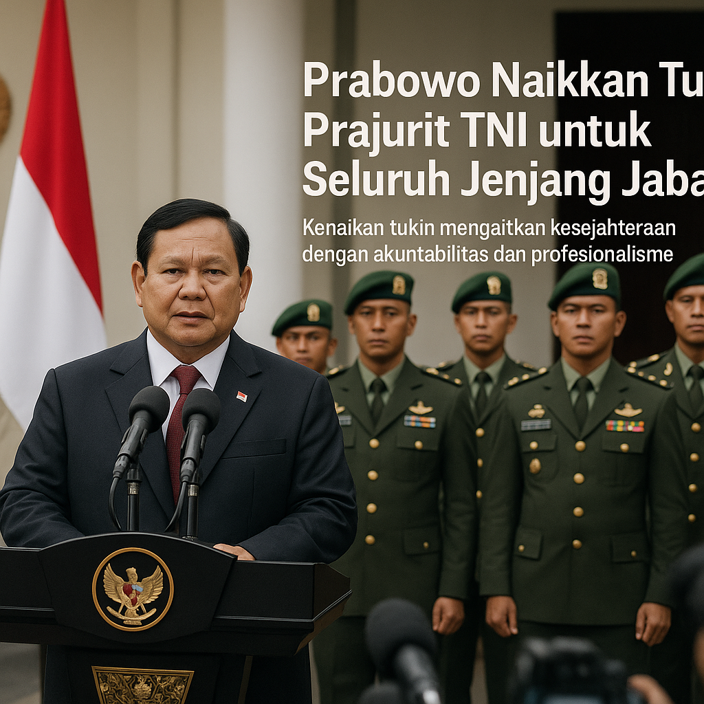 Prabowo Naikkan Tukin Prajurit TNI untuk Seluruh Jenjang Jabatan