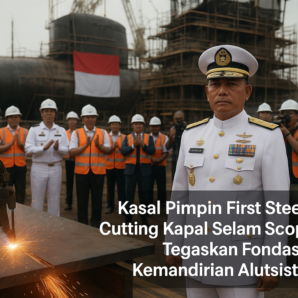 Kasal Pimpin First Steel Cutting Kapal Selam Scorpene, Tegaskan Fondasi Kemandirian Alutsista