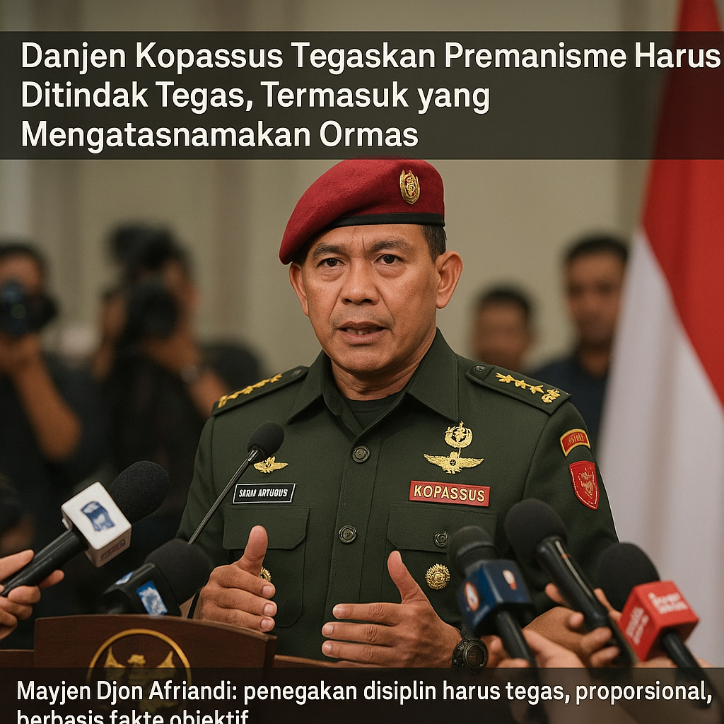 Danjen Kopassus Tegaskan Premanisme Harus Ditindak Tegas, Termasuk yang Mengatasnamakan Ormas