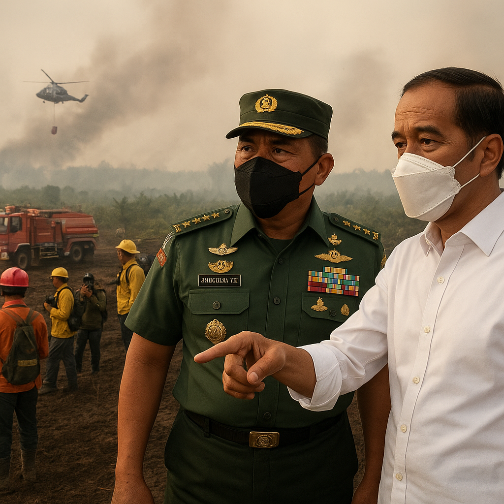 Panglima TNI Dampingi Presiden Tinjau Penanganan Karhutla di Riau dan Sumatera Selatan