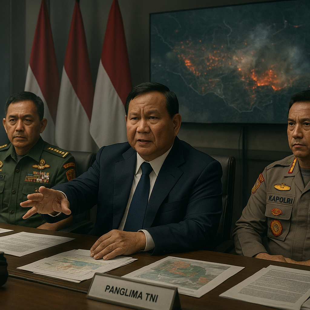 Karhutla Membara, Prabowo Gelar Rapat Darurat dengan Panglima TNI dan Kapolri