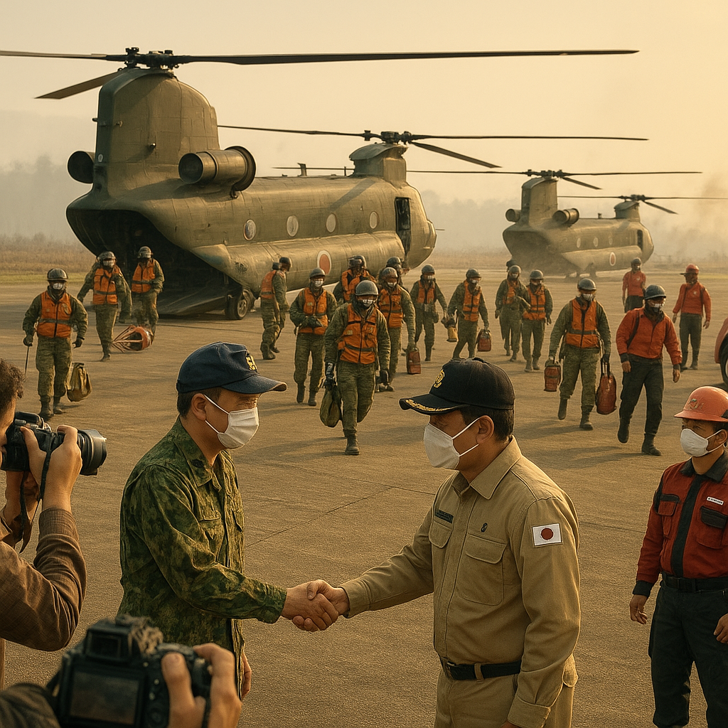 Tentara Jepang Tiba di Pontianak, Boyong 3 Heli Raksasa Chinook Bantu Padamkan Karhutla