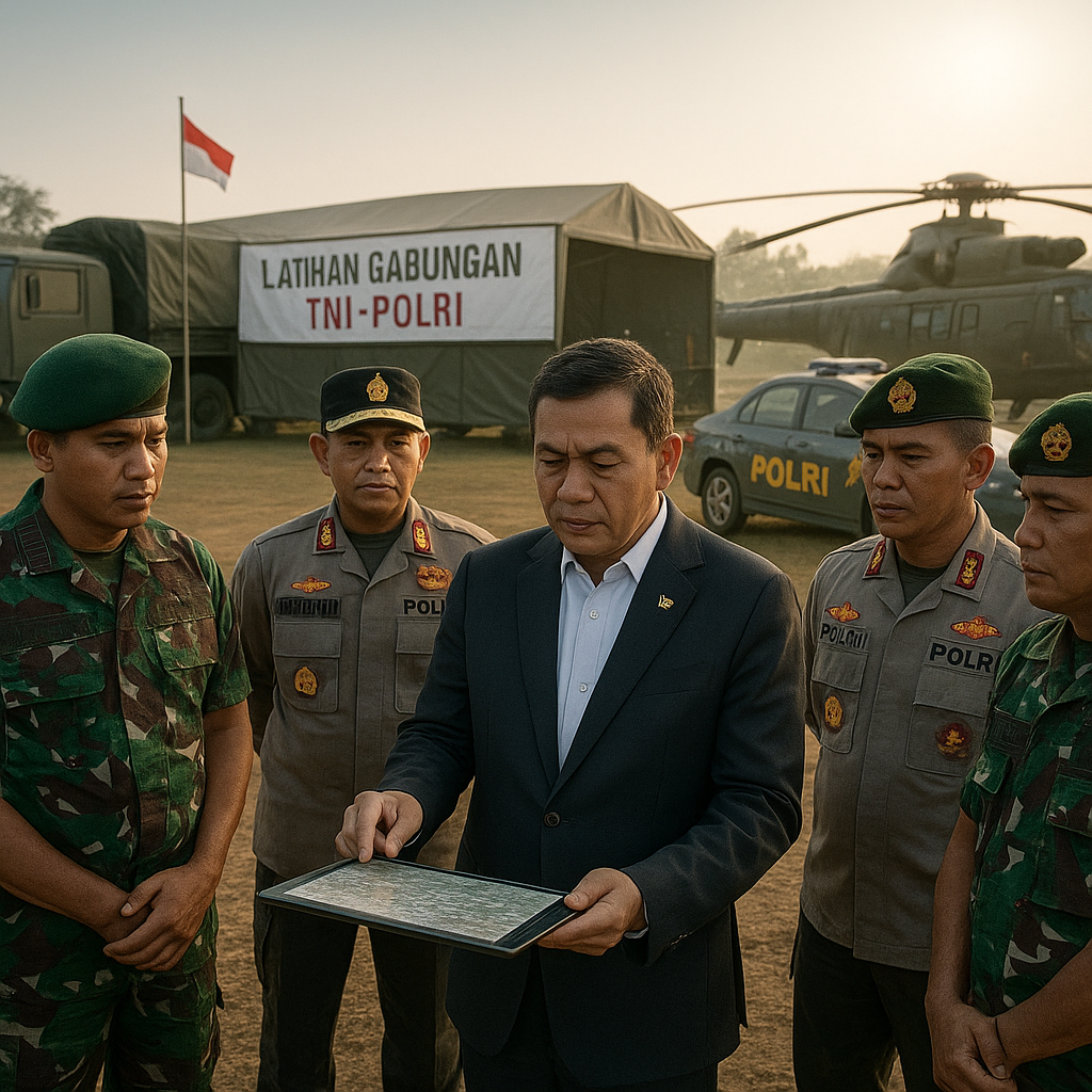 Menteri Pertahanan Tinjau Kesiapan Latihan Gabungan TNI-Polri