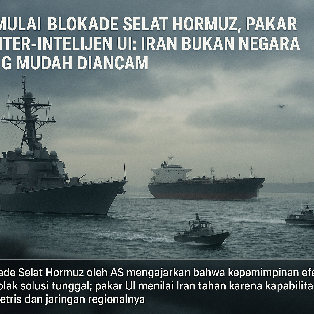 AS Mulai Blokade Selat Hormuz, Pakar Militer-Intelijen UI: Iran Bukan Negara yang Mudah Diancam