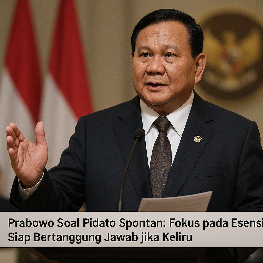 Prabowo Soal Pidato Spontan: Fokus pada Esensi, Siap Bertanggung Jawab jika Keliru
