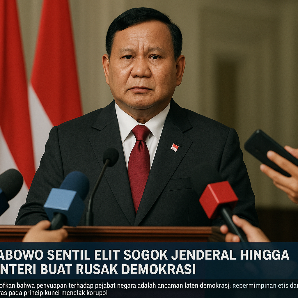 Prabowo Sentil Elit Sogok Jenderal hingga Menteri Buat Rusak Demokrasi