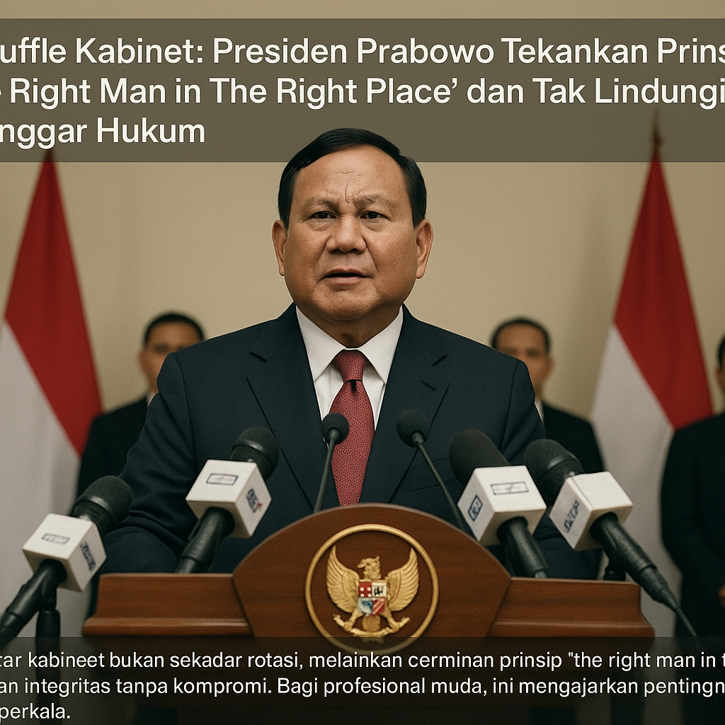 Reshuffle Kabinet: Presiden Prabowo Tekankan Prinsip 'The Right Man in The Right Place' dan Tak Lindungi Pelanggar Hukum