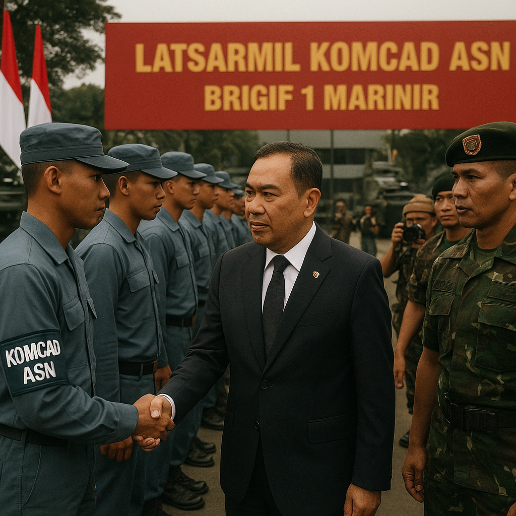 Menhan Tinjau Latsarmil Komcad ASN di Brigif 1 Marinir, Tekankan Penguatan Bela Negara