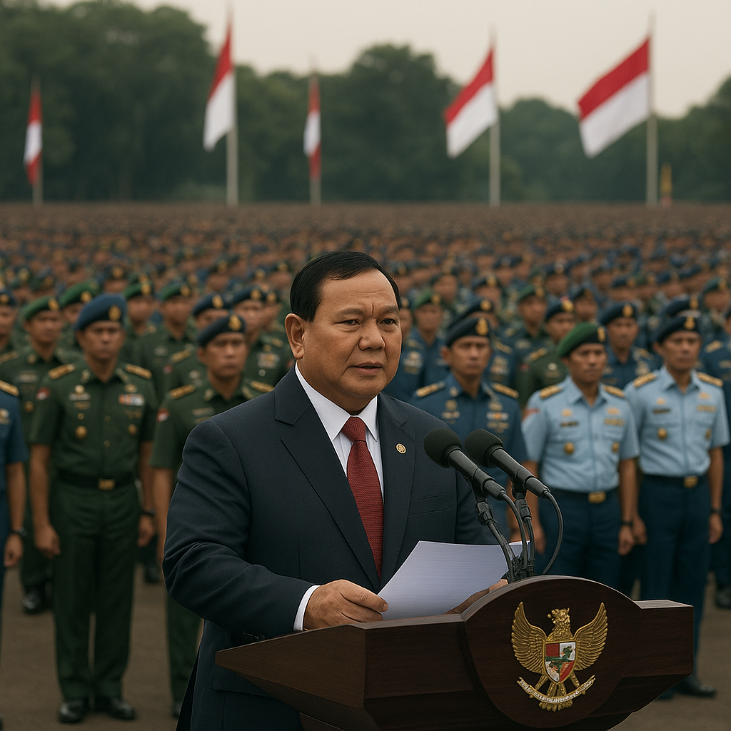 Prabowo Beri Taklimat di Depan 1.500 Komandan Satuan TNI