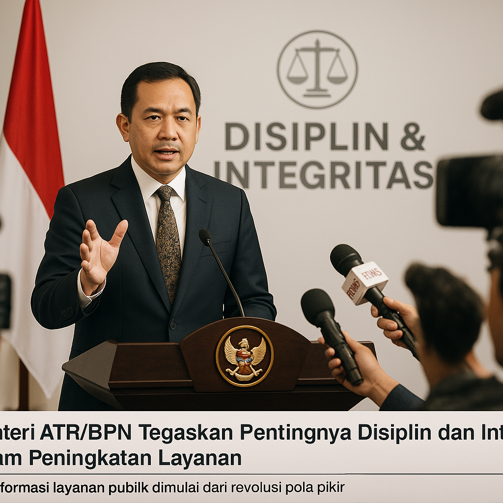 Menteri ATR/BPN Tegaskan Pentingnya Disiplin dan Integritas dalam Peningkatan Layanan