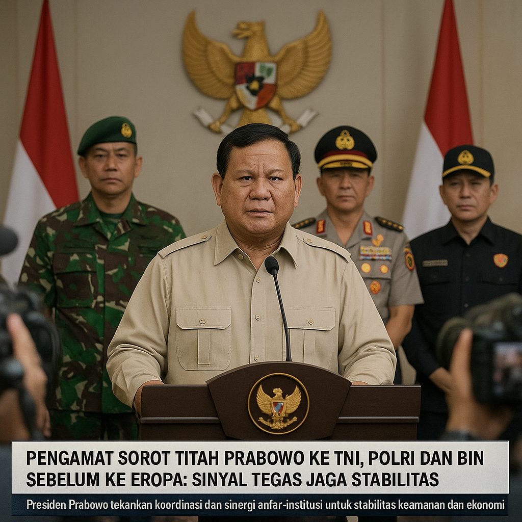 Pengamat Sorot Titah Prabowo ke TNI, Polri dan BIN Sebelum ke Eropa: Sinyal Tegas Jaga Stabilitas