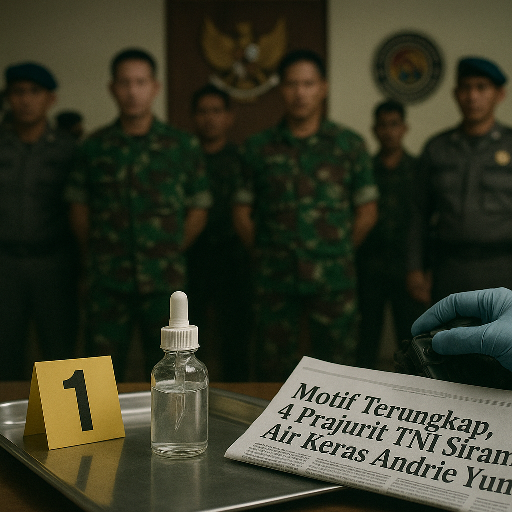 Motif Terungkap, 4 Prajurit TNI Siram Air Keras Andrie Yunus karena Dendam Pribadi