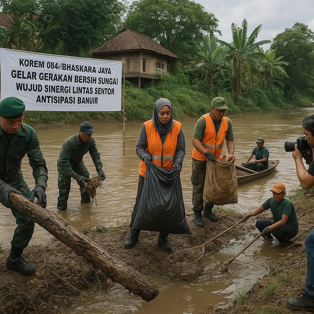 Korem 084/Bhaskara Jaya Gelar Gerakan Bersih Sungai, Wujud Sinergi Lintas Sektor Antisipasi Banjir