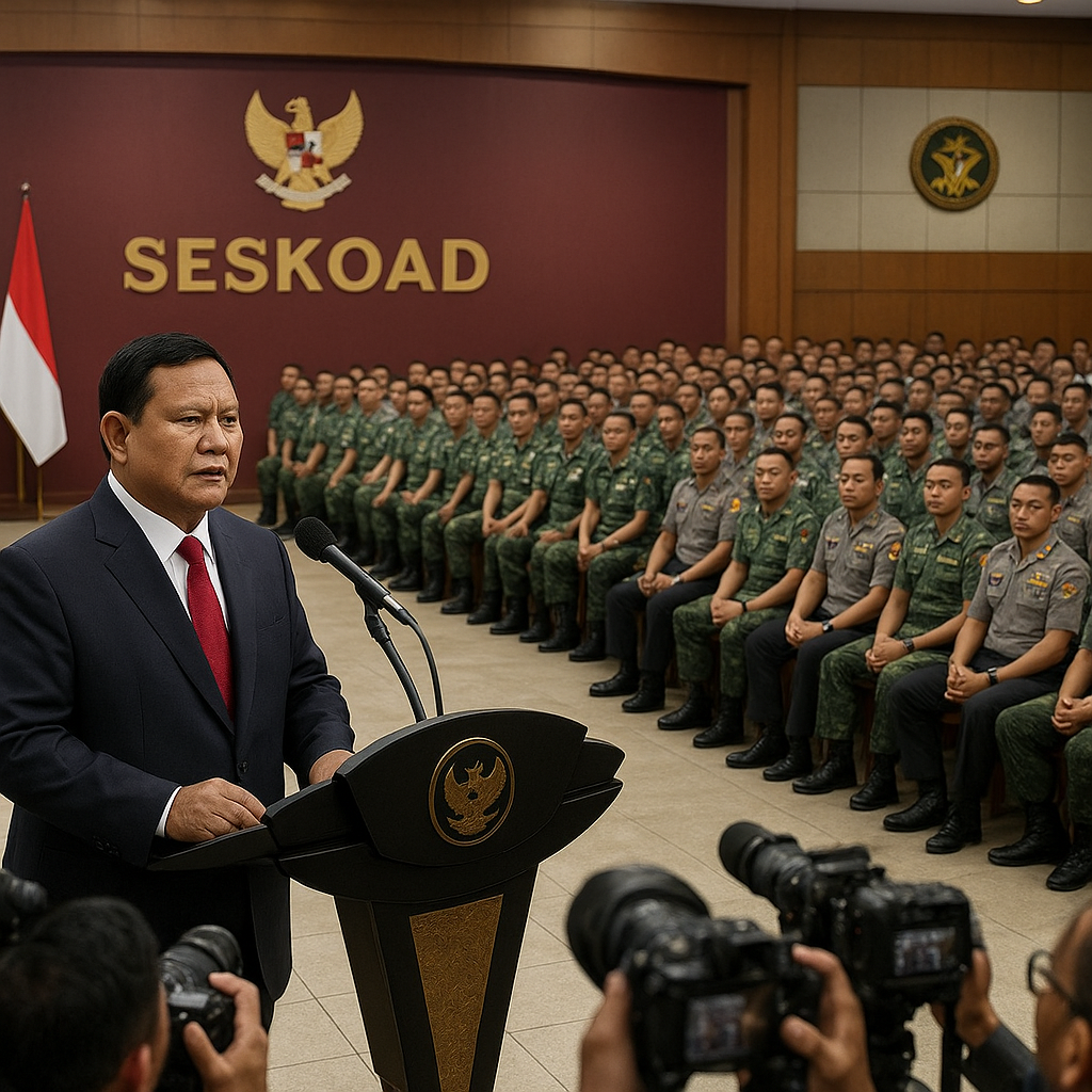 Prabowo Datang Langsung ke Seskoad, 1.095 Perwira TNI-Polri Dapat Pembekalan Khusus dari Presiden