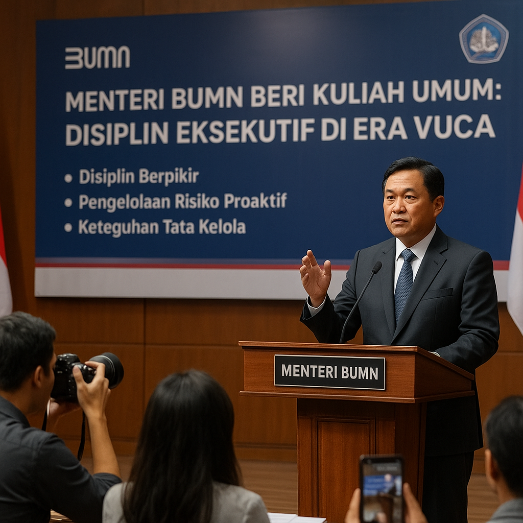 Menteri BUMN Beri Kuliah Umum: Disiplin Eksekutif di Era VUCA